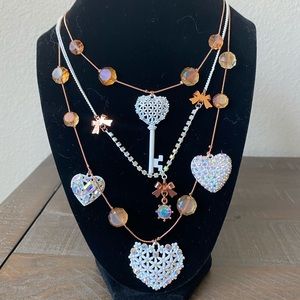 NWT RARE Layered Betsey Johnson White Key Necklace